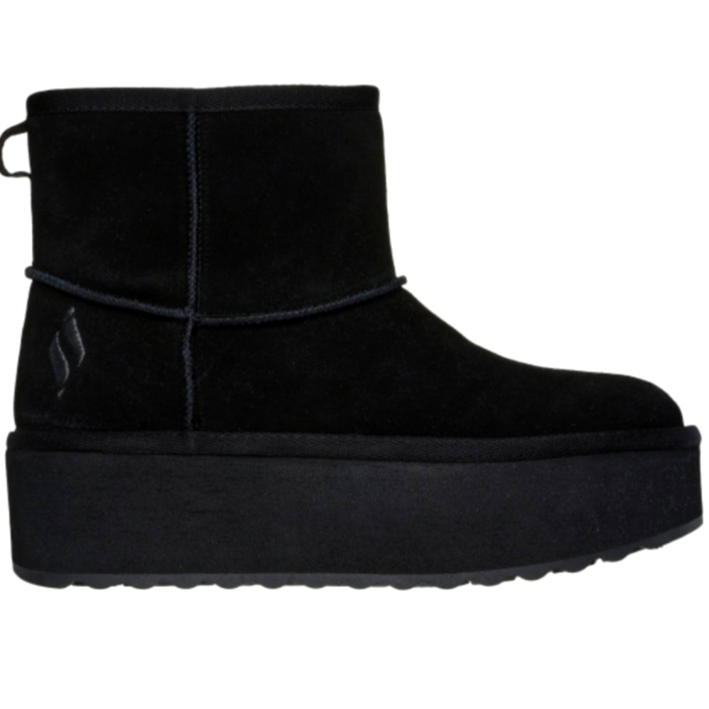 Skechers Women's Keepsakes Stacked Boots Sz 7 Black Suede